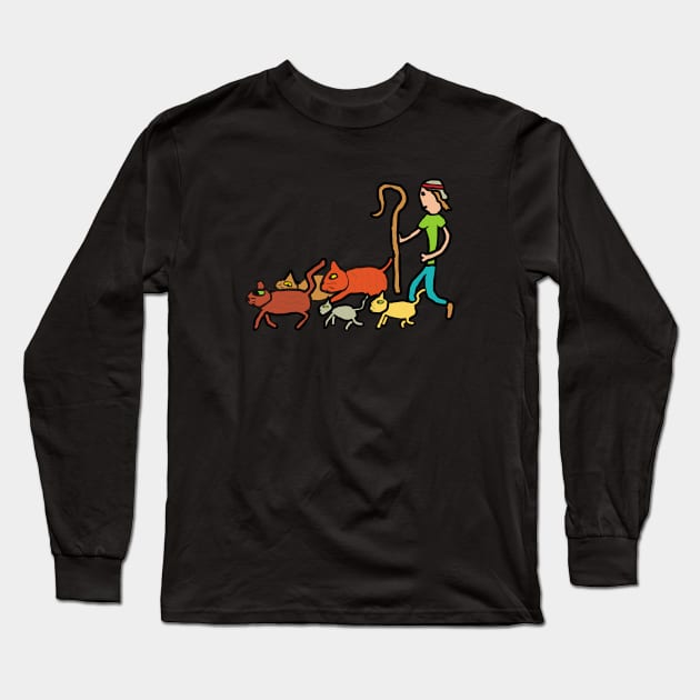 Herding Cats Long Sleeve T-Shirt by Mark Ewbie